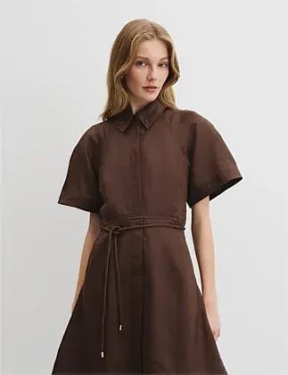 Country Road Asymmetric Hem Mini Dress Brown Size 12 photo 4