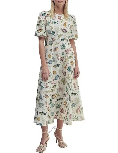 Alemais Wanda Midi Dress Ivory/Print Size 10 photo 2