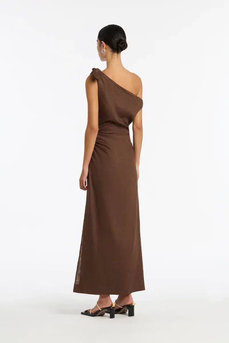 Sir the Label Bettina off Shoulder Dress in Chocolate Size AU 8 photo 2