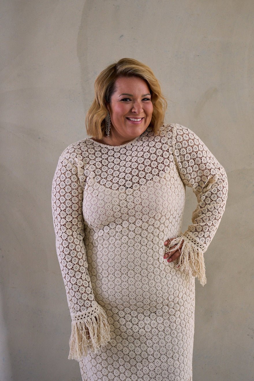 Sunset Lover Coral Crochet Dress, Natural photo 2