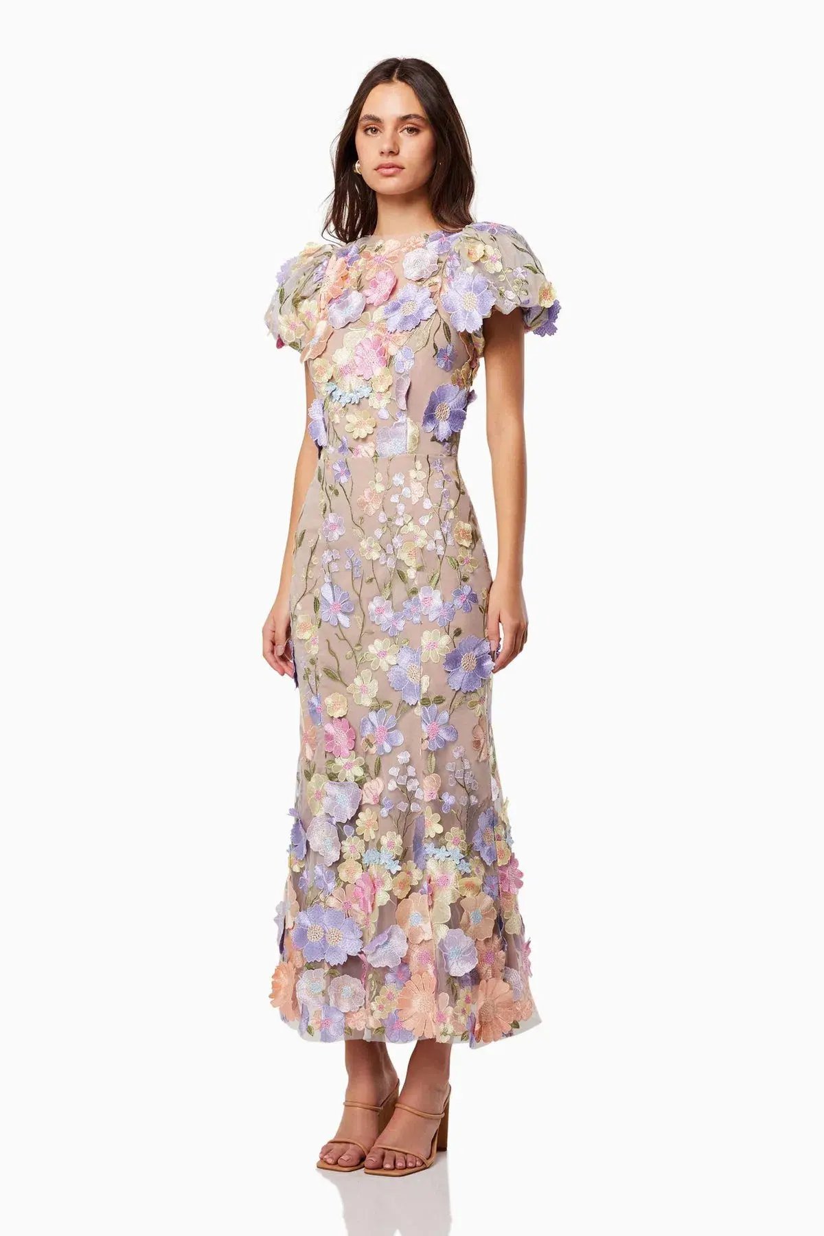 Elliatt Astraea 3D Lace Maxi Dress Pastel Size AU 12 photo 3