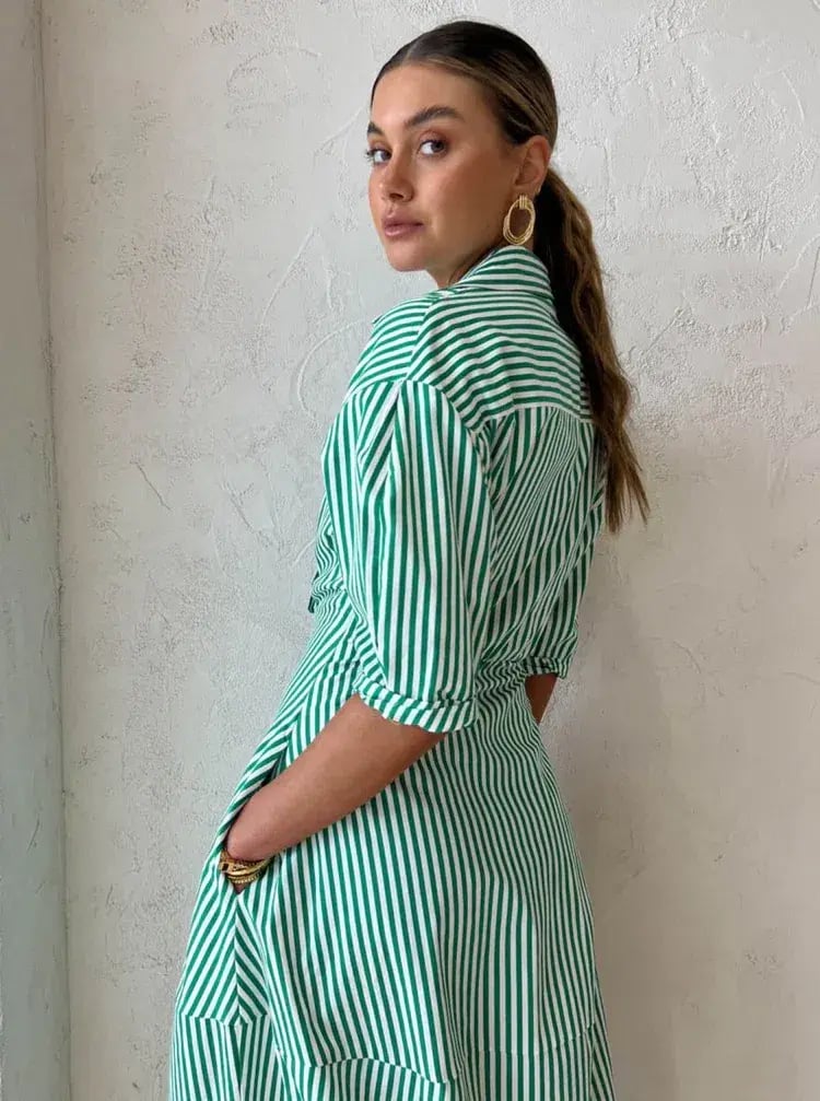 Camilla And Marc Flynn Cocoon Dress In Jade/White Stripe Size 10 photo 7