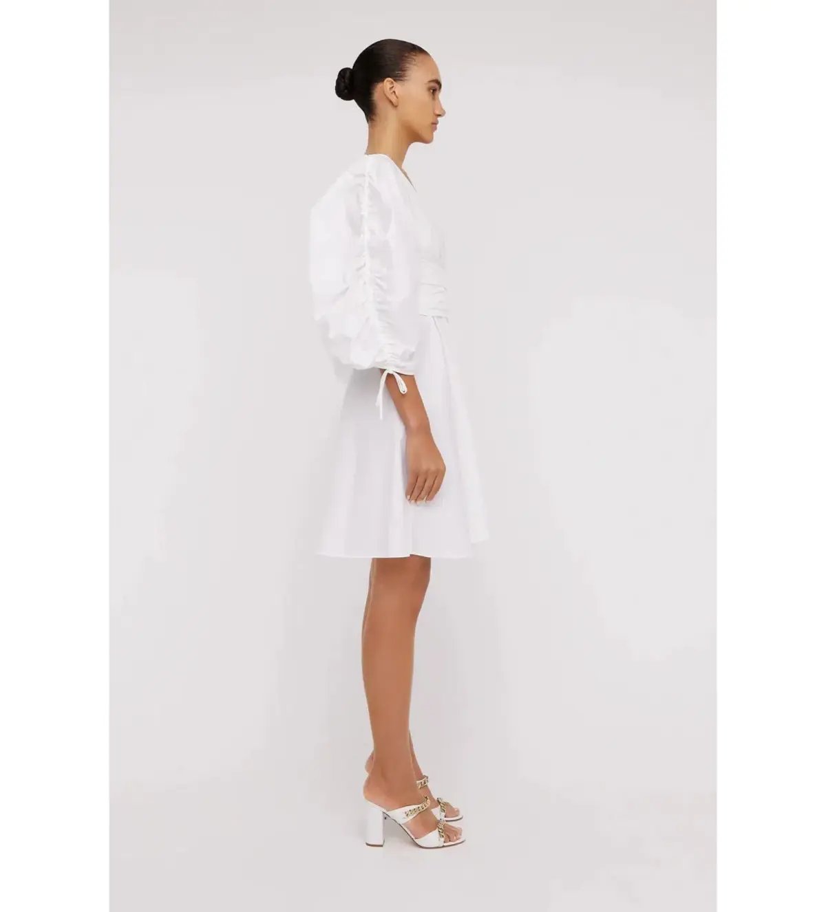 NEW Scanlan Theodore Parachute Sleeve Wrap Mini Dress in White Size XS / AU 6 photo 2