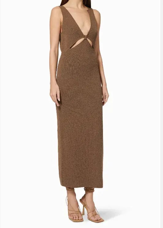 Bec & Bridge Zahara Knit Midi Dress Twig Brown Size XS/Au 6 photo 3