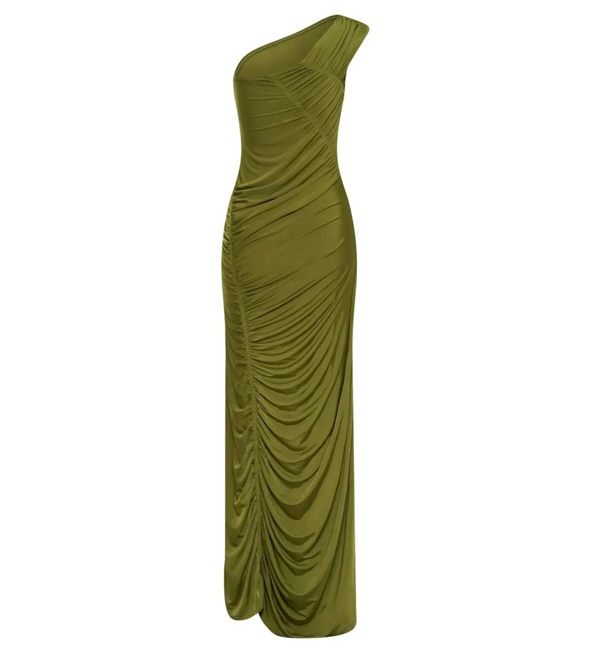 Meshki Capri Gathered Slinky Maxi Dress Vintage Olive Size 6/XS photo 8