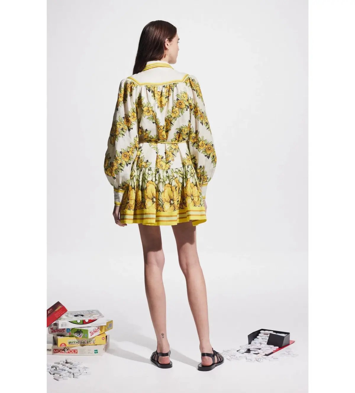 Alemais Gisela Mini Dress Yellow Floral Size AU 16 photo 5