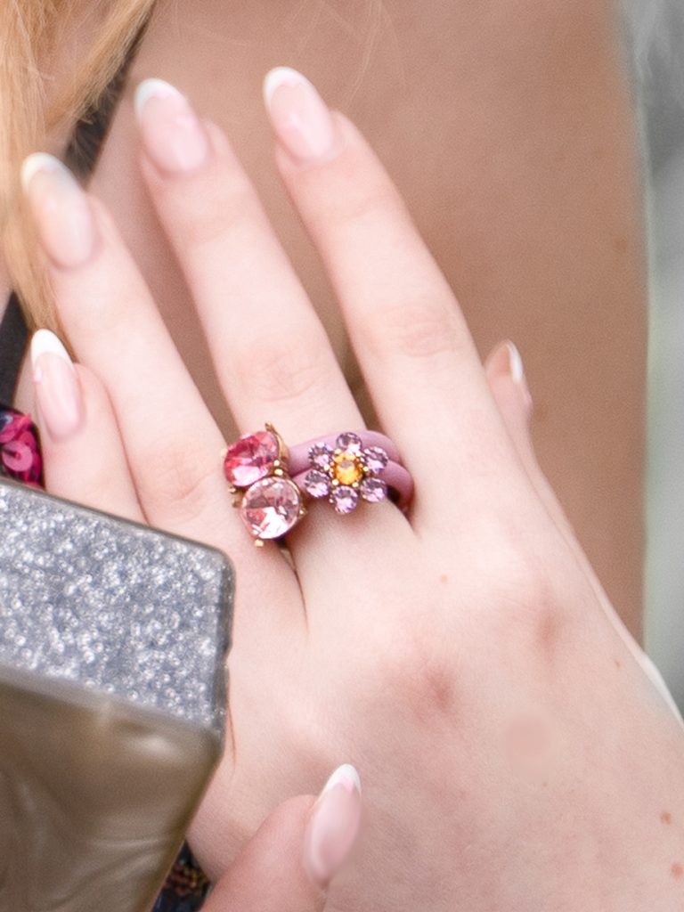 Oscar De La Renta Oscar De La Renta Pink Enamel Crystal Rings photo 2