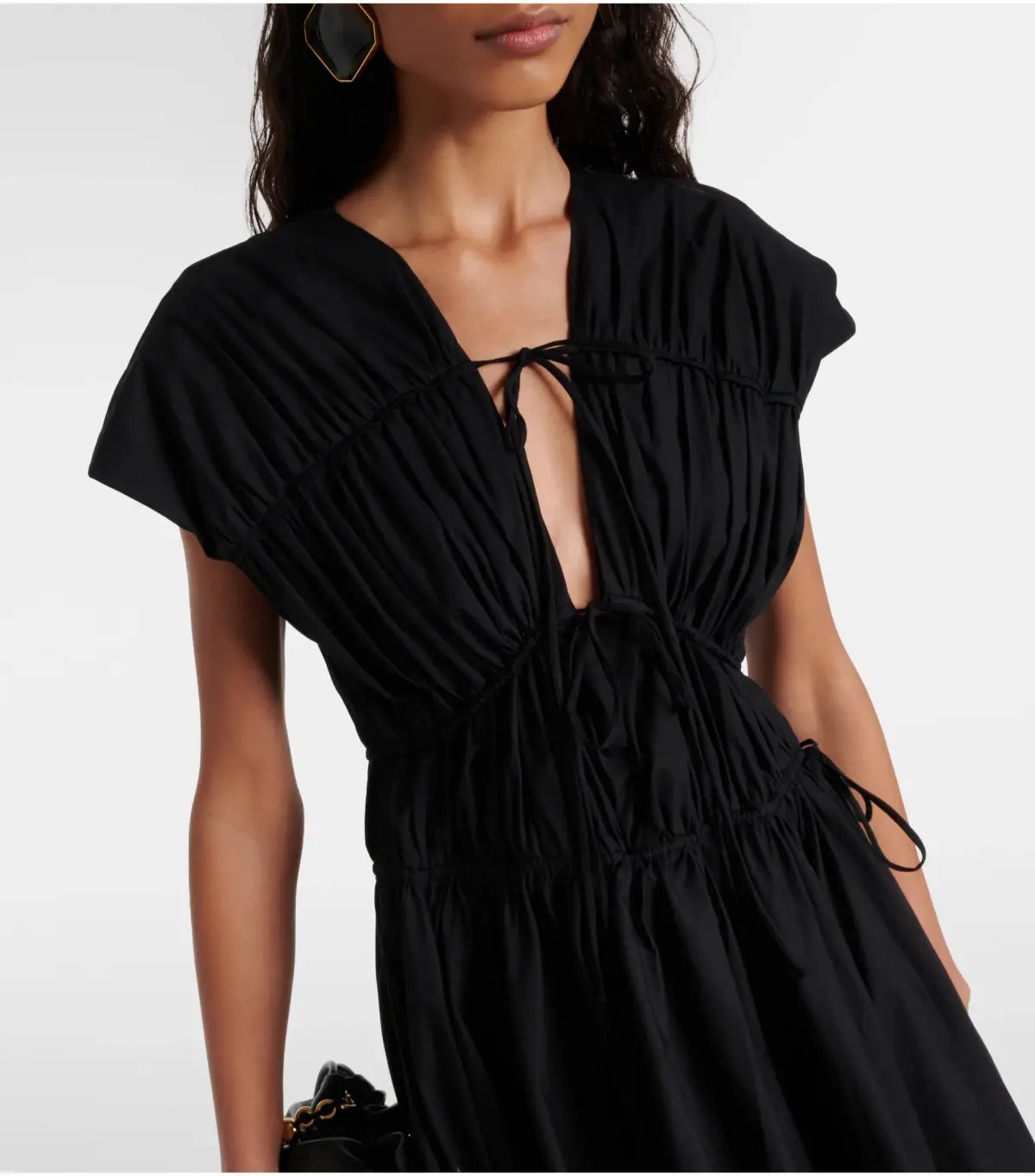 Tove Ceres Gathered Cotton Midi Dress Black Size AU 14 photo 3