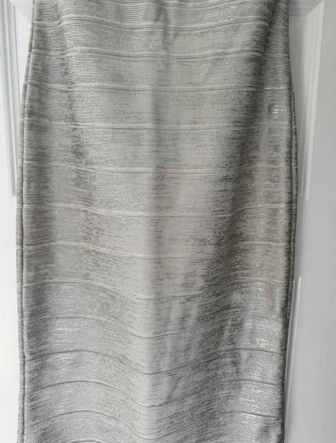 Herve Leger Sweetheart Banded Foil Gown Silver in Size XS/AU 6 photo 4