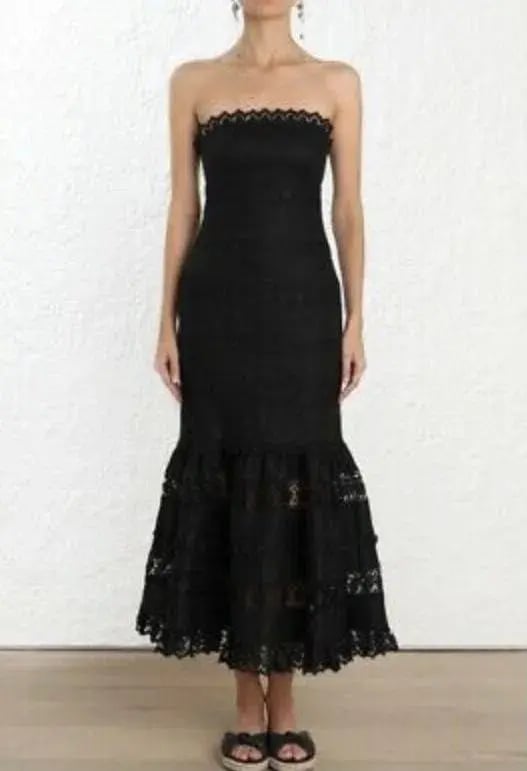 Zimmermann Black Strapless Wayfarer Panelled Dress Size 3 photo 2
