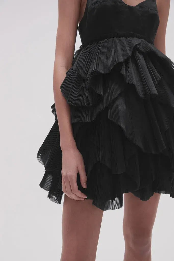 AJE Elsie pleat Mini Dress Black Size 10 photo 5