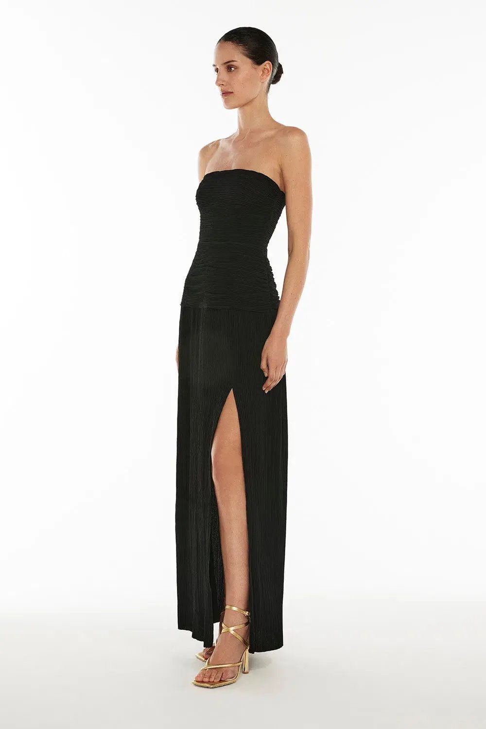 Manning Cartell Double Time Pleat Strapless Dress in Black Size 6 photo 2