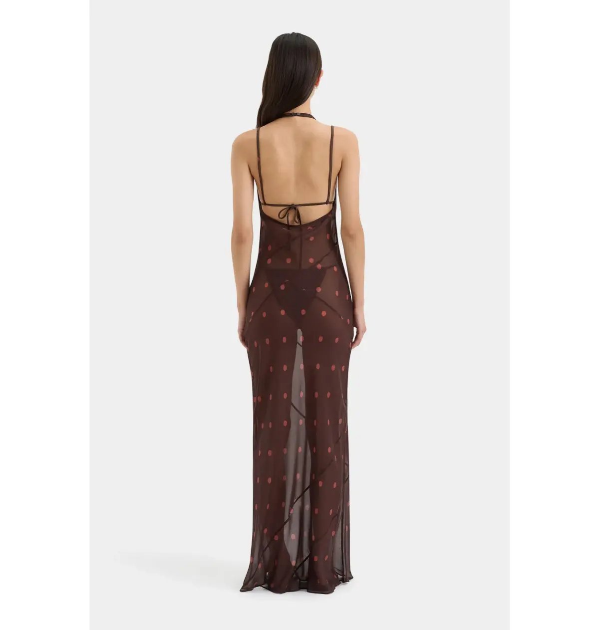 Sir the Label Toni Halter Dress in Chocolate Dot Size 2 / AU 10 photo 2