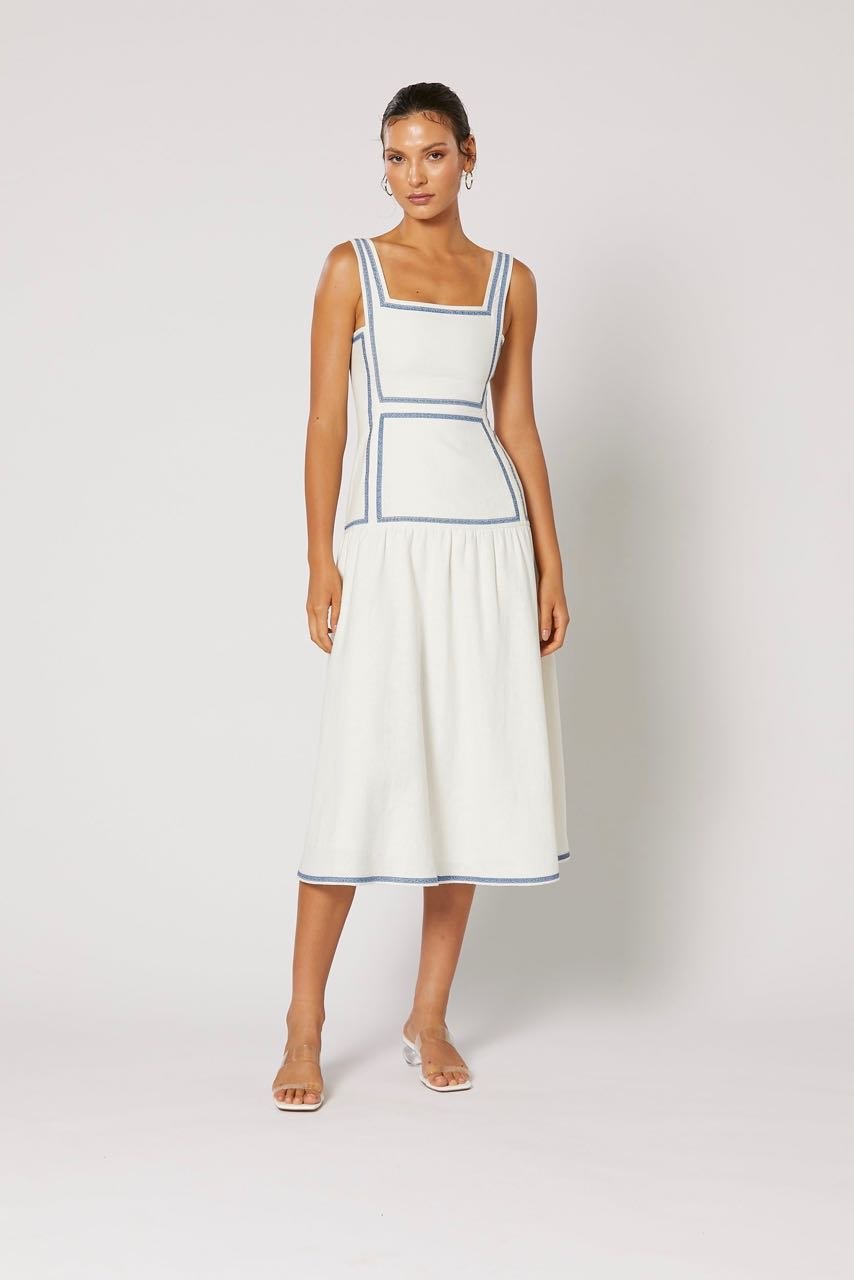 Winona Vittoria Midi Dress - White Blue photo 2