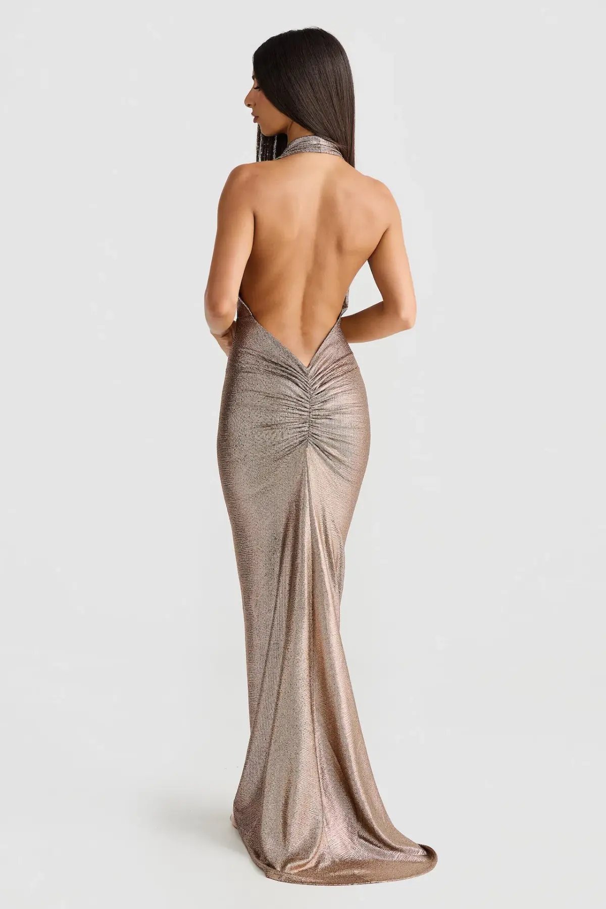 Melani Maria Cowl Gown in Bronze Gold Foil Size XS / AU 6 photo 2