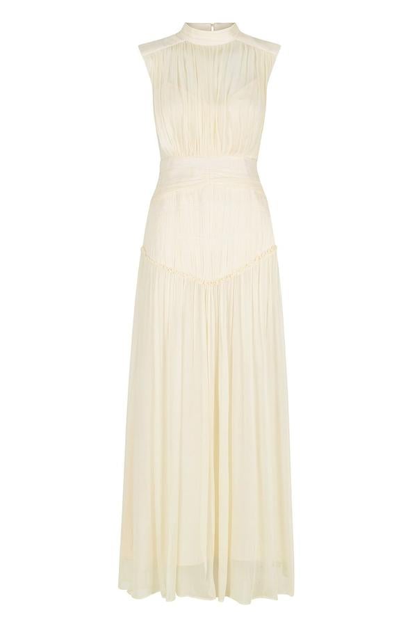 Shona Joy CLEMENCE HIGH NECK MIDI DRESS – CREAM photo 2