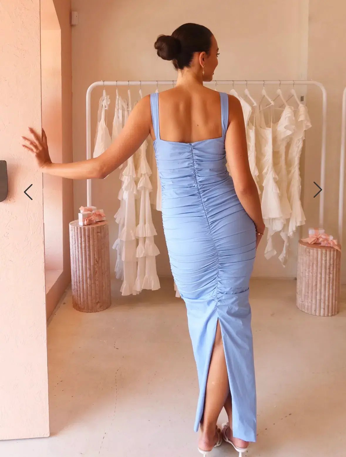 By Nicola Bay Gathered Maxi Dress Blue Size 10 photo 3
