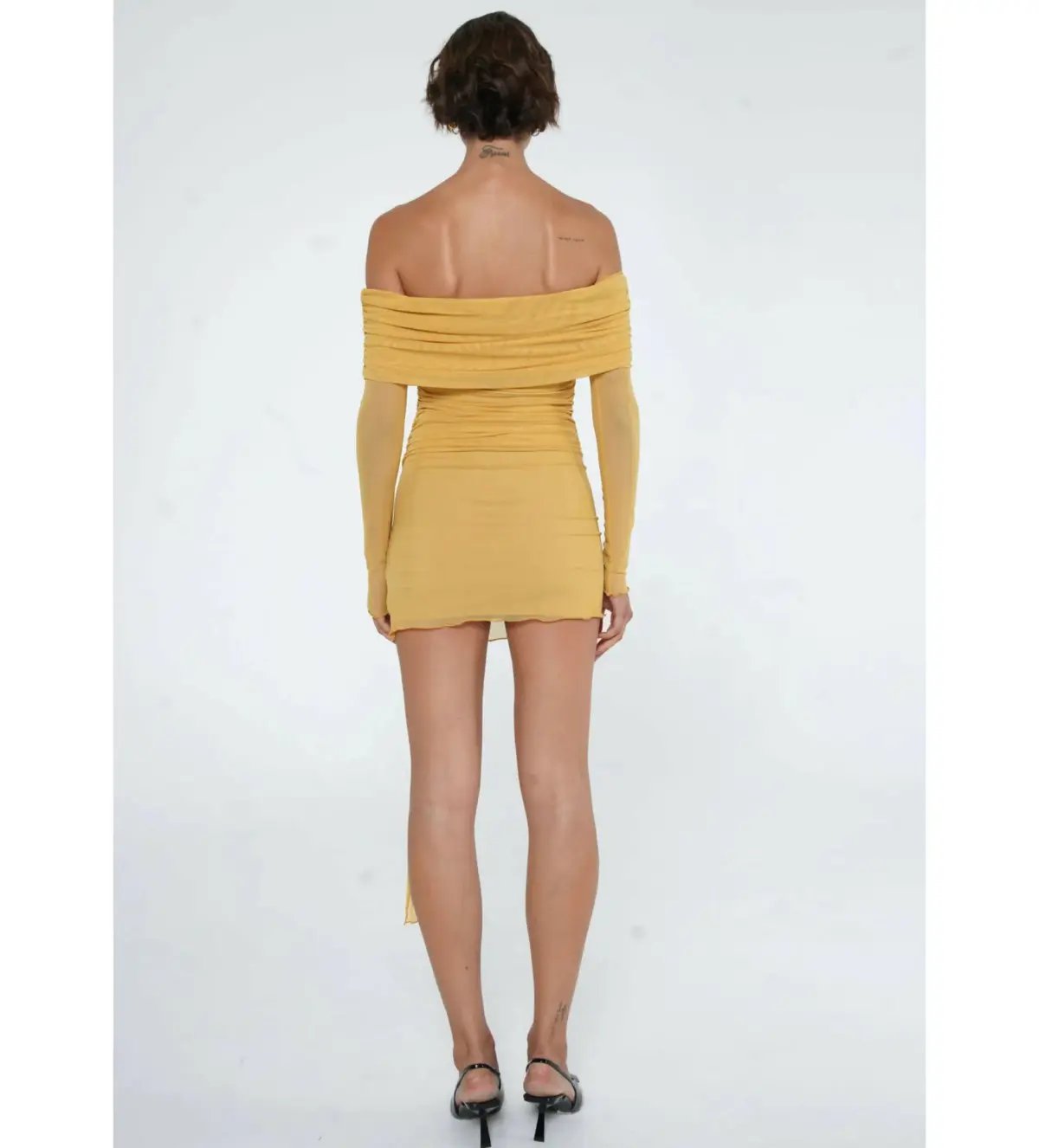 Benni Yasmin Off-Shoulder Mini Dress Mustard Size 10 photo 2