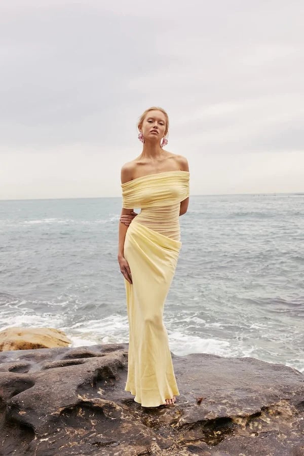 BENNI NICO OFF SHOULDER MAXI DRESS - BUTTER photo 4