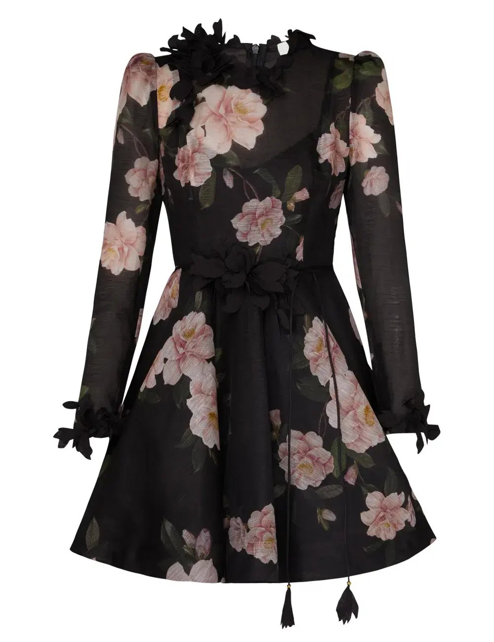 Zimmermann Natura Lift off Mini Dress in Black Camellia Size 0 / AU 8 photo 5