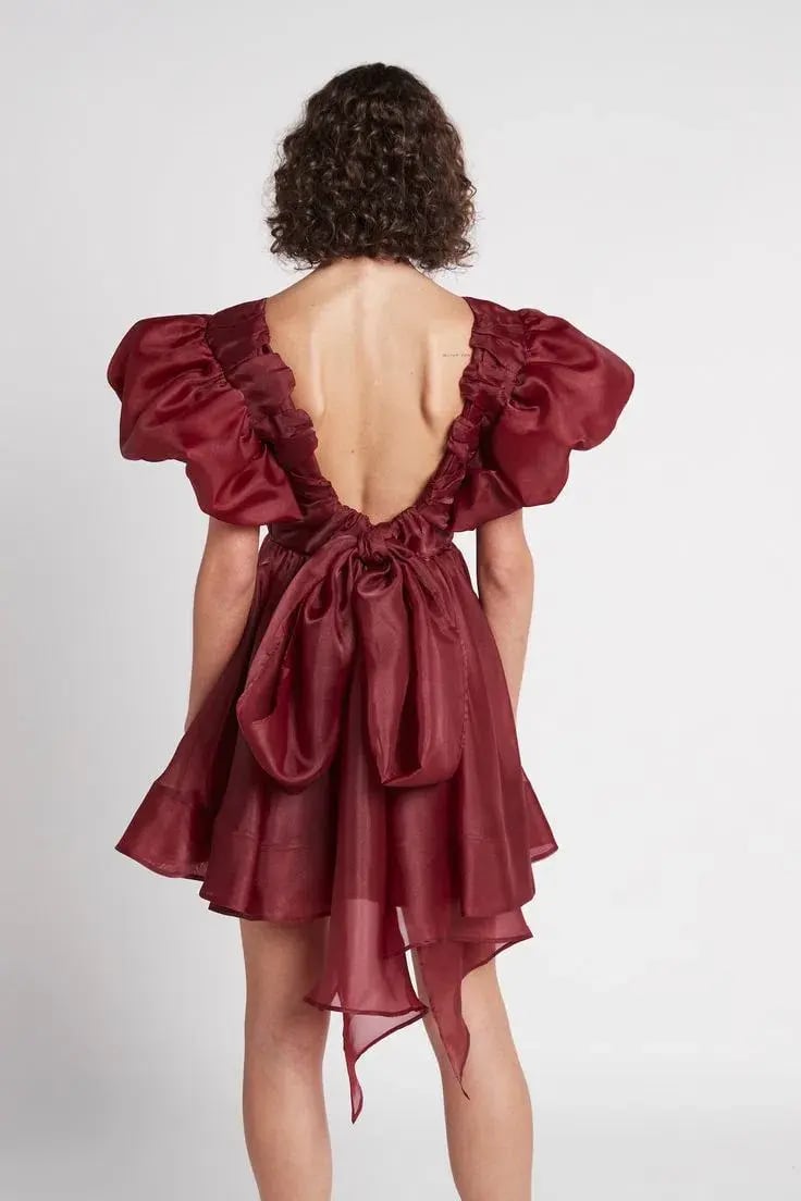 Aje Gretta Organza Mini Dress Burgundy Size 8 photo 2
