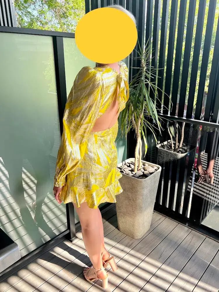 Rebecca Vallance Navarro Long Sleeve Mini Dress Yellow Size 12 photo 4