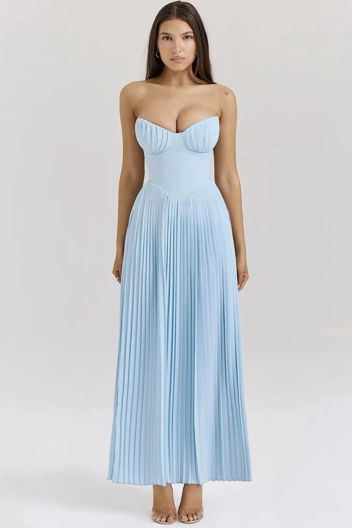 House of CB Marcella Pleated Maxi Dress Ocean Blue Size L / AU 12 photo 2