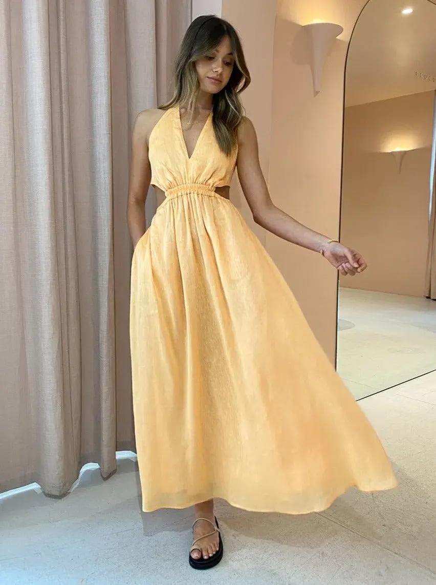 Manning Cartell Lyrical Colours Halter Maxi Dress in Mango Sorbet Size 6 photo 2