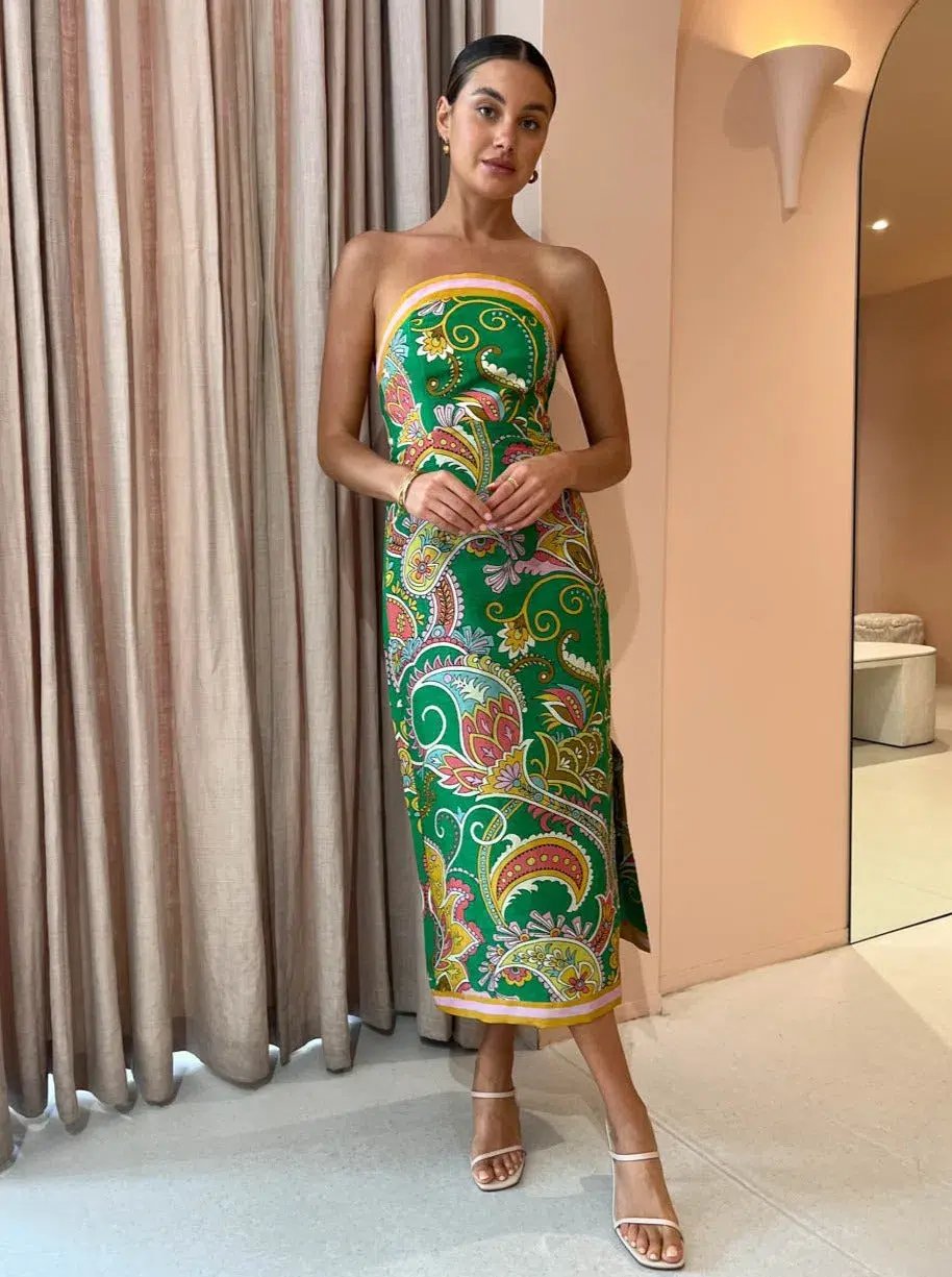 Alemais Marion Bodice Strapless Dress Green Size 14 photo 2