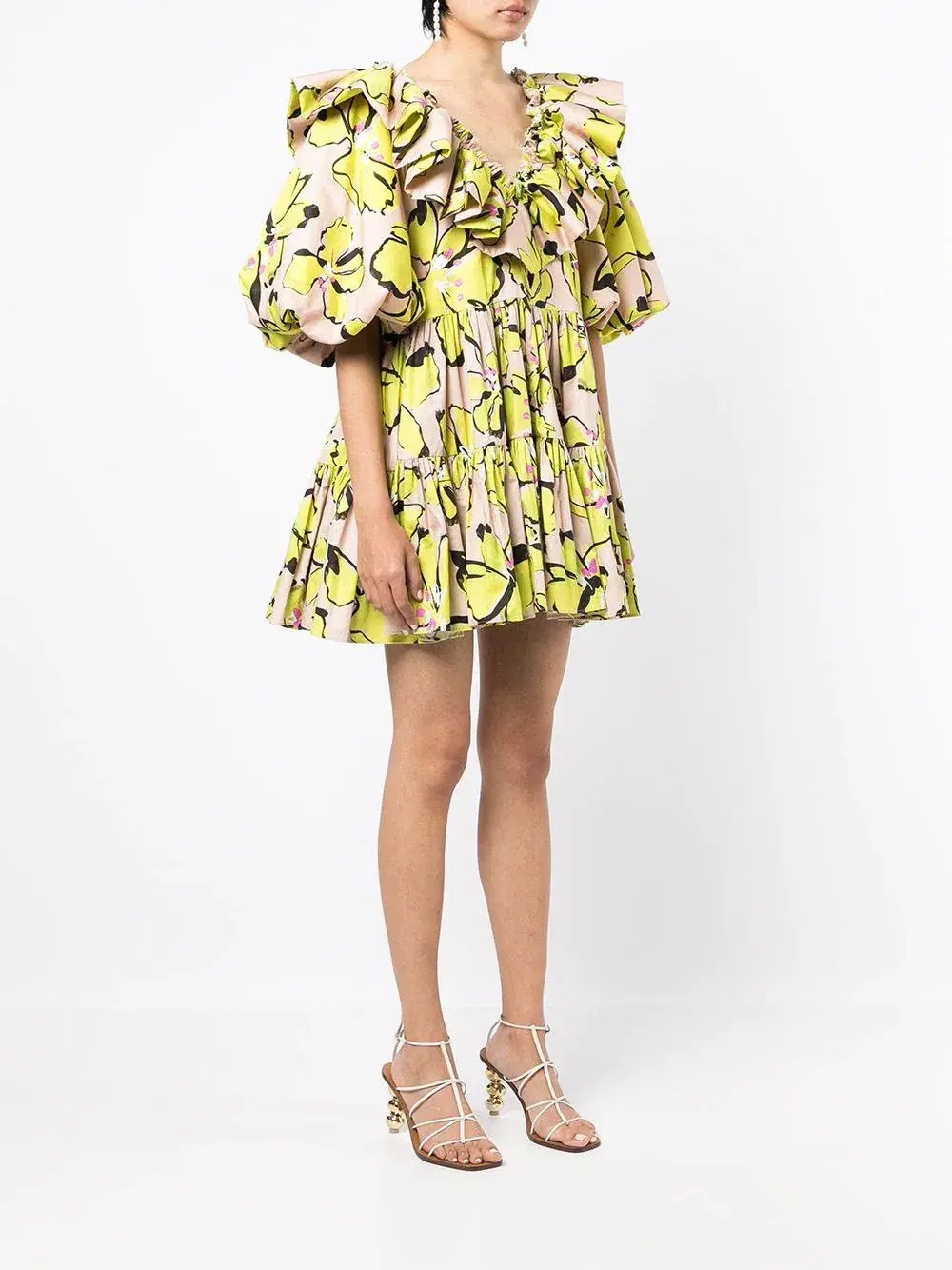 Aje Pelicano Citrus Bloom Ruffle Mini Dress Print Size 16 photo 4
