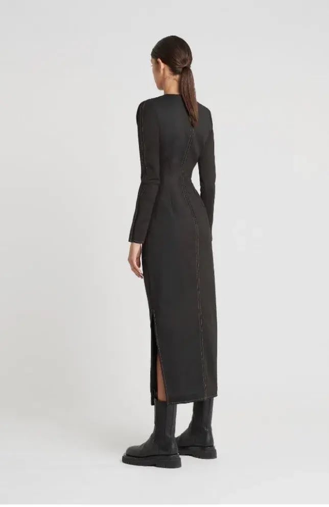 Sir the Label Maxe Black Long Sleeve Cutout Waist Midi Dress size 0 photo 5