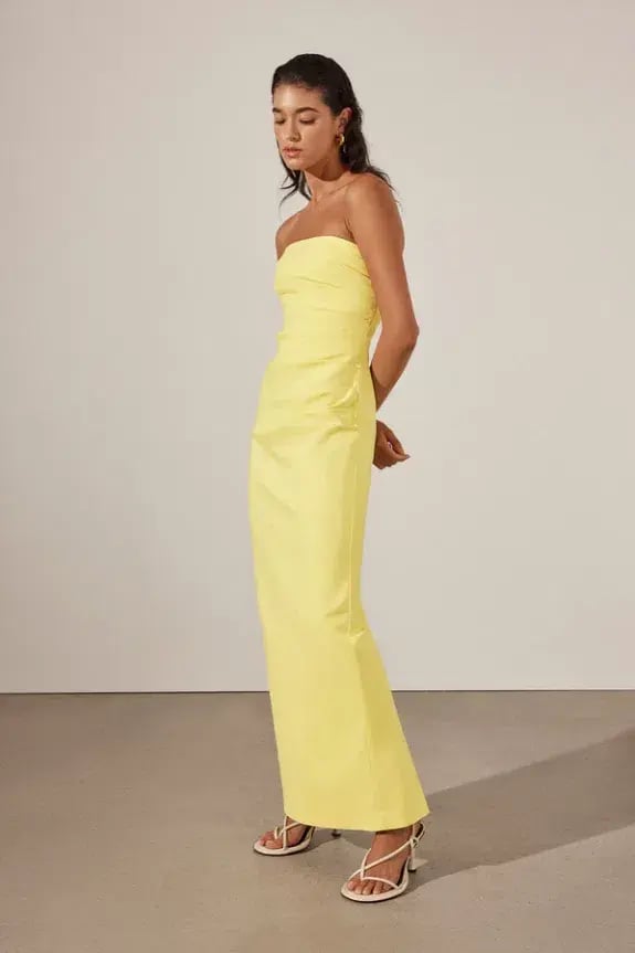 Shona Joy Lani Strapless Draped Maxi Dress Yellow Size 8 photo 4