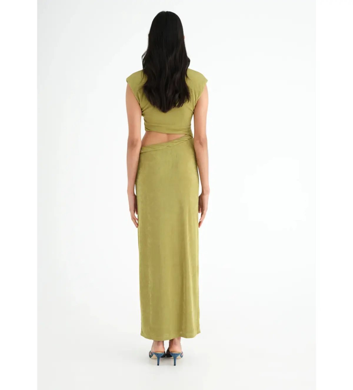Benni Henri Twist Maxi Dress in Chartreuse Size AU 6 photo 3