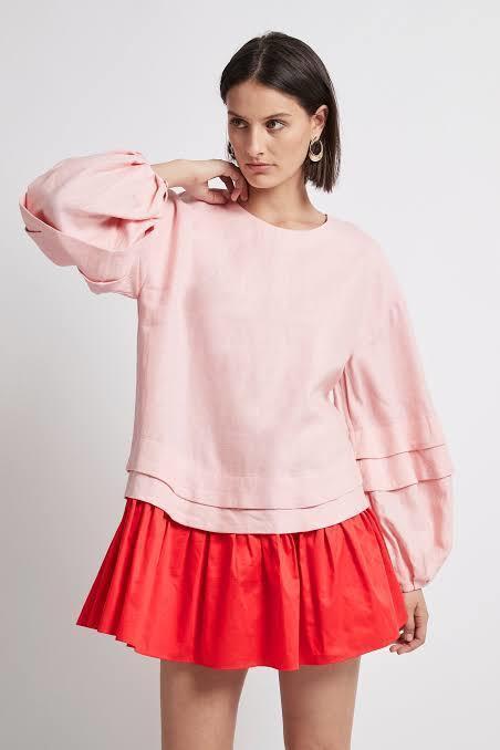 Aje Quietude Long Sleeve Mini Dress Red/Pink Size 4 photo 2