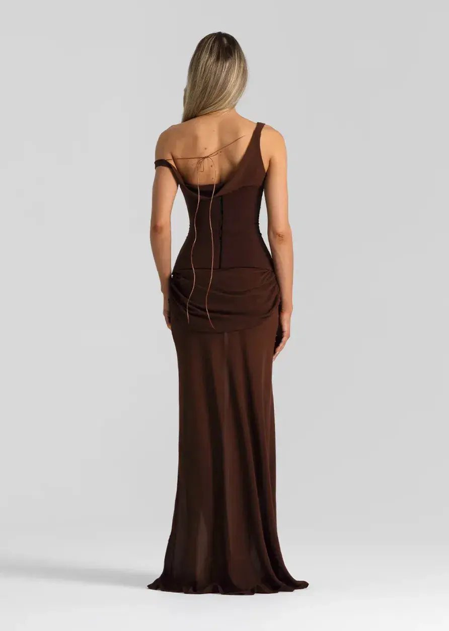 Natalie Rolt Cadence Maxi Gown Brown Size 10 photo 4