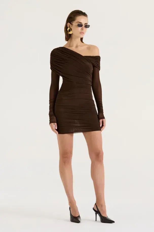 Henne Paris Mini Dress Chocolate Size AU 8 photo 5