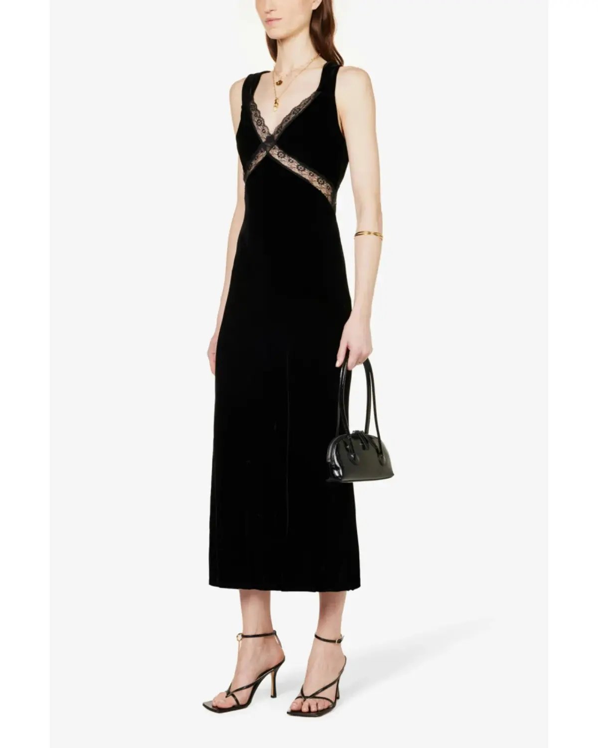 Reformation Lorenzo Midi Velvet Gown Black Size AU 10 photo 2