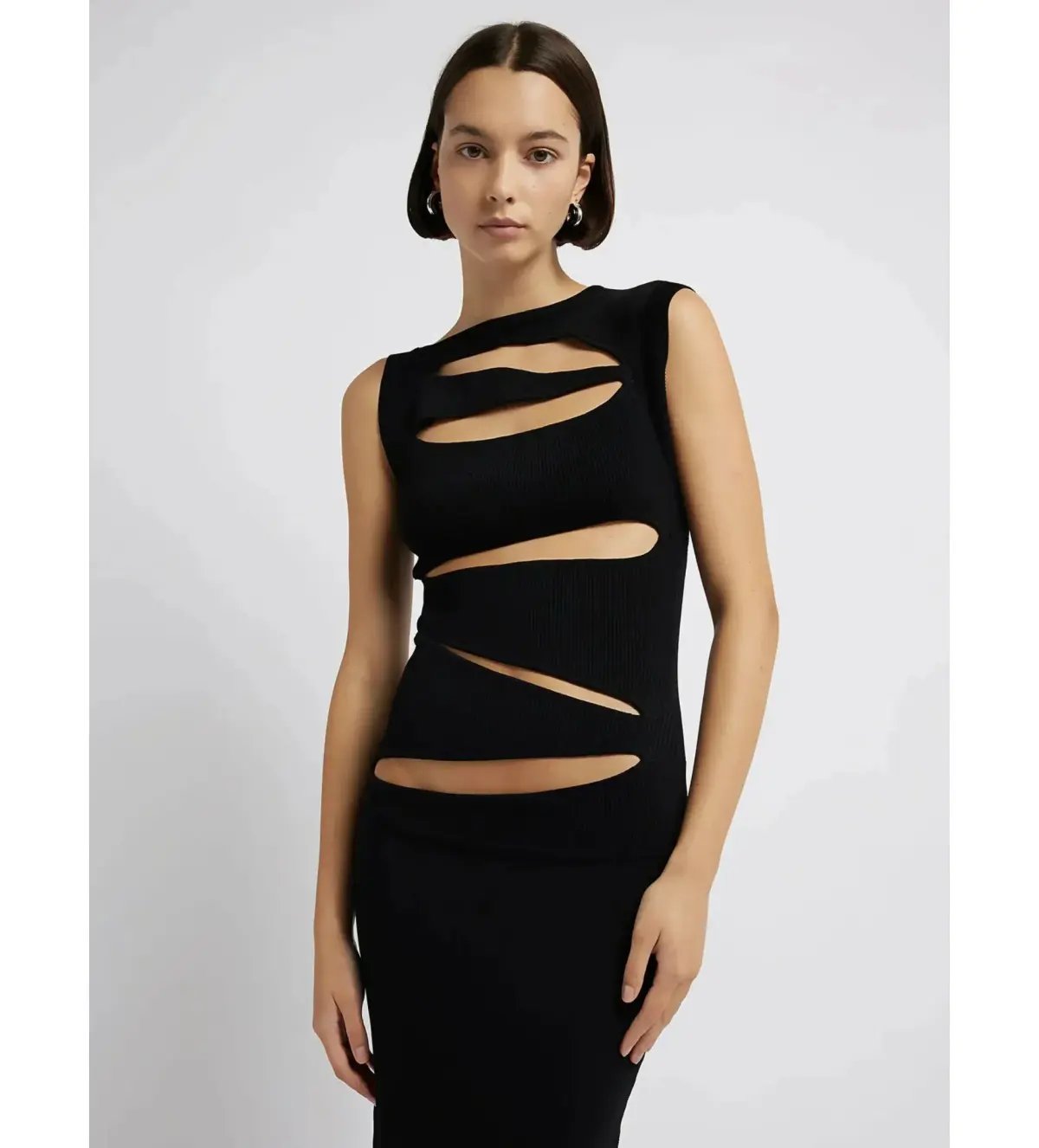 Christopher Esber Knitted Slashed Dress Black Size L / AU 12 photo 3