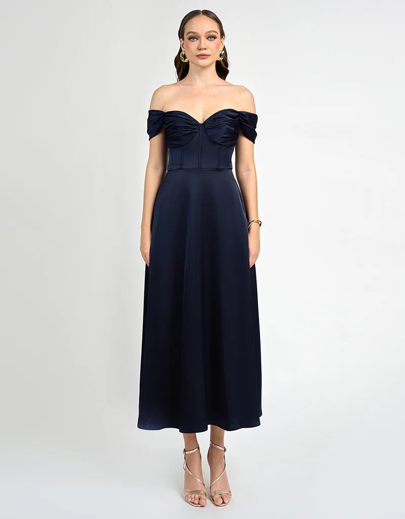 Bariano Josie Off The Shoulder A Line Maxi - Navy photo 3