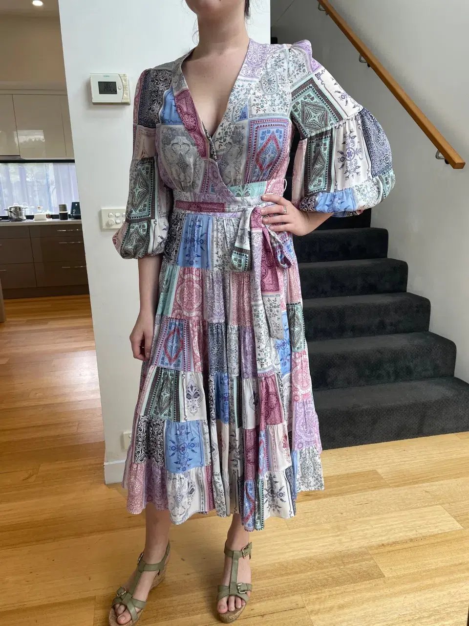 Zimmermann Wrap Midi Dress Multi Zodiac Cards Print Size 2 /Au  12 photo 5