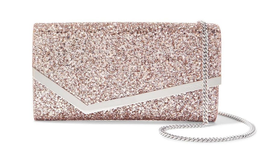 Jimmy Choo Emmie Glittered Leather Clutch photo 3