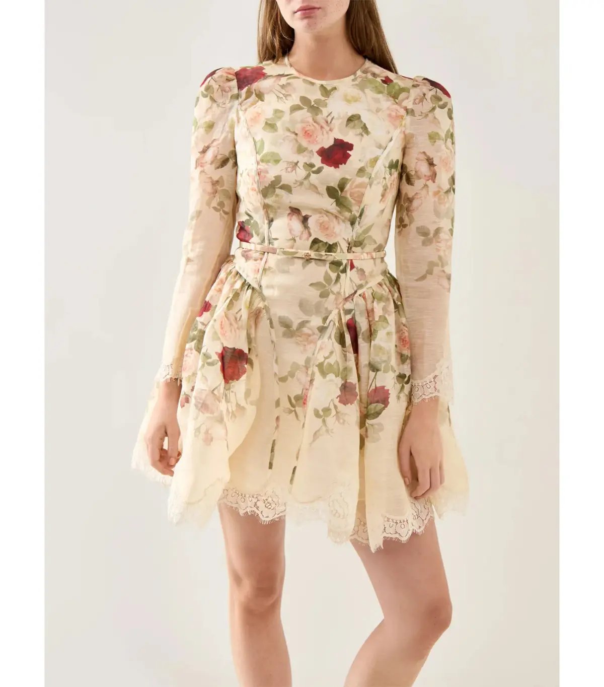 Zimmermann Hypnotic Lace Trim Mini Dress in Cream Cascade Size 0 / AU 8 photo 5
