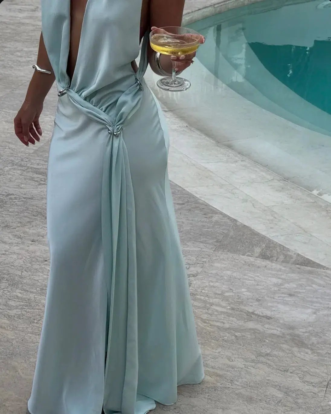 Misha Harlow Satin Maxi Dress Ice Blue 6 photo 2