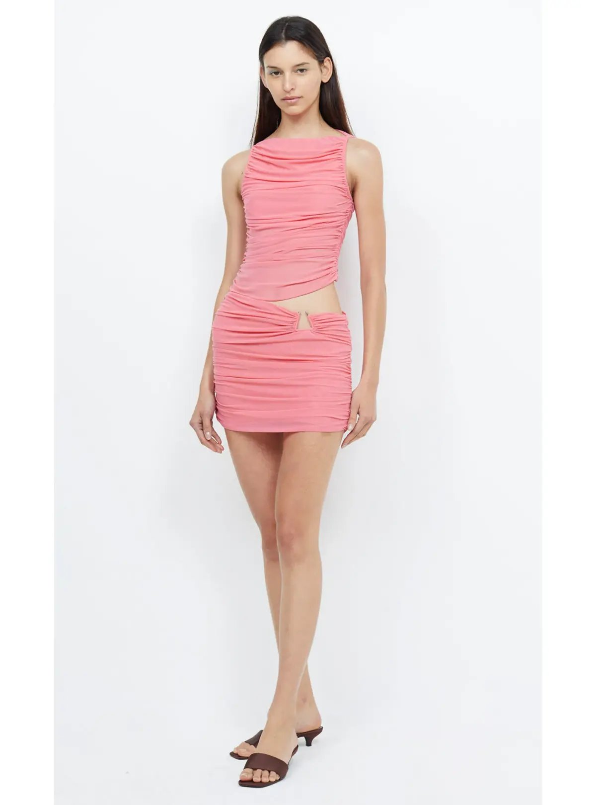Bec & Bridge Iona Boatneck Mini Dress Grapefruit Pink Size AU 8 photo 4