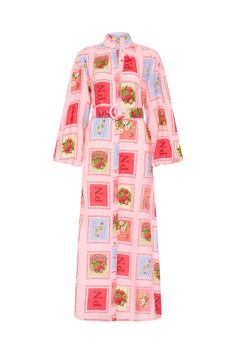 Palm Noosa Noddy Shirt Maxi Dress in Strawberry Stamp Print Size AU 10 photo 5