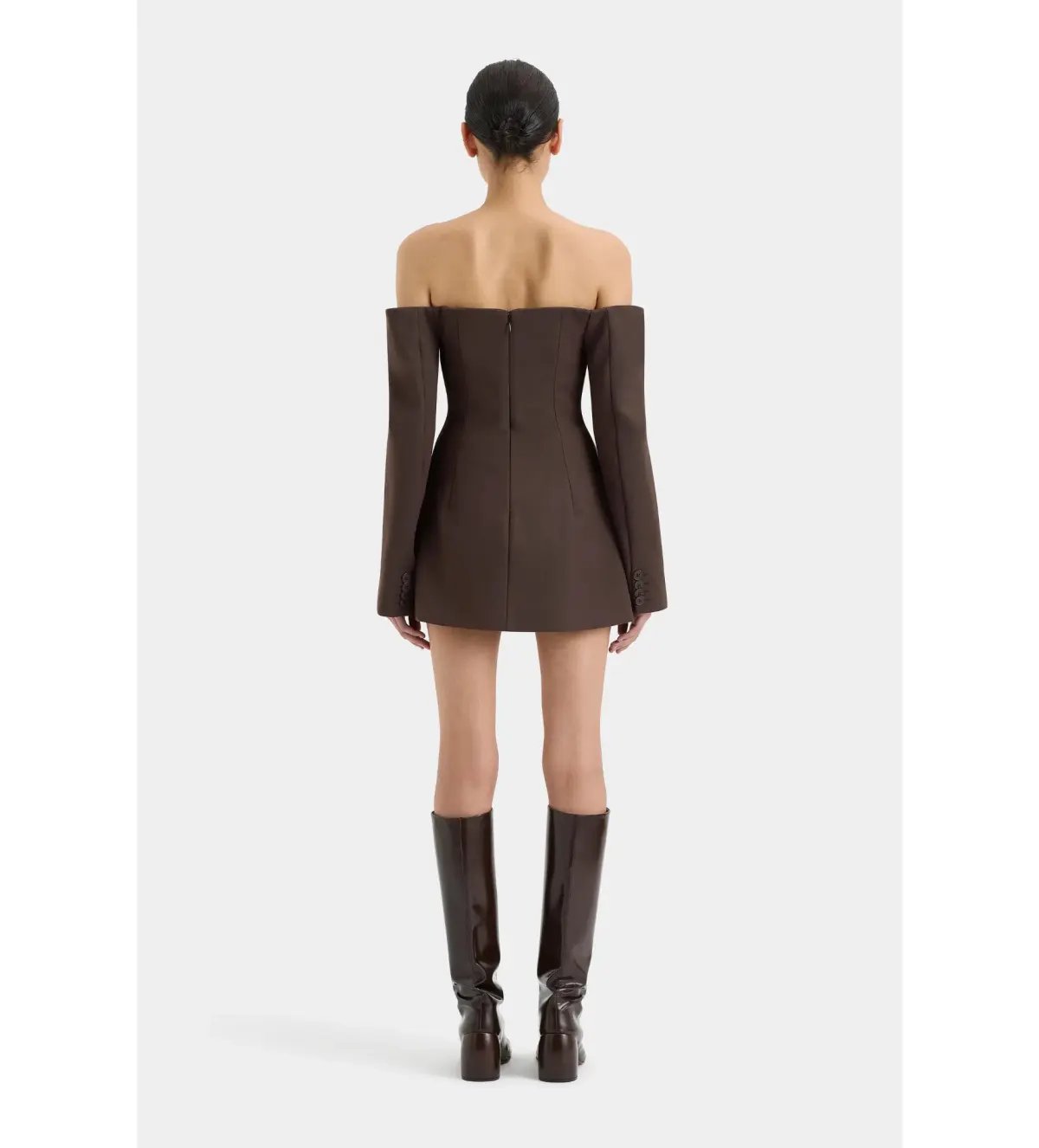 Sir the Label Sandrine Tailored Mini Dress Chocolate Size 1 AU 8 photo 4
