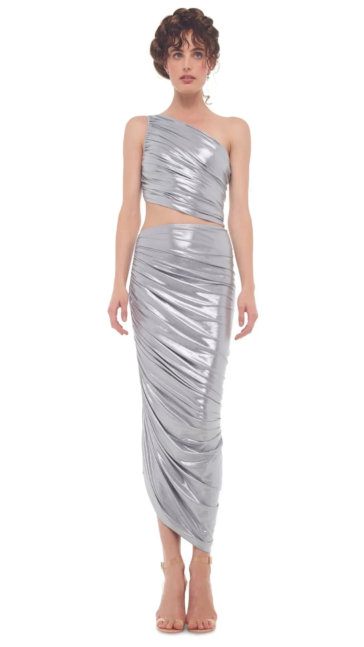 Norma Kamali Metallic Silver Skirt Size 6 photo 3