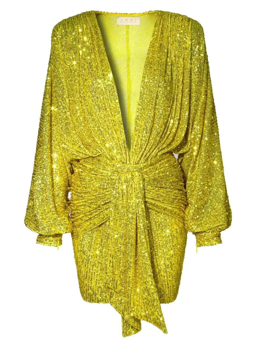 Aggi Sequin Mini Dress Bright Lime Size L / Au 10 photo 3