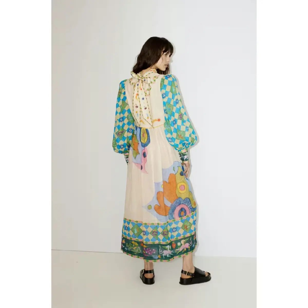 Alemais Lou Balloon Sleeve Midi Dress Multi Size AU 14 photo 2