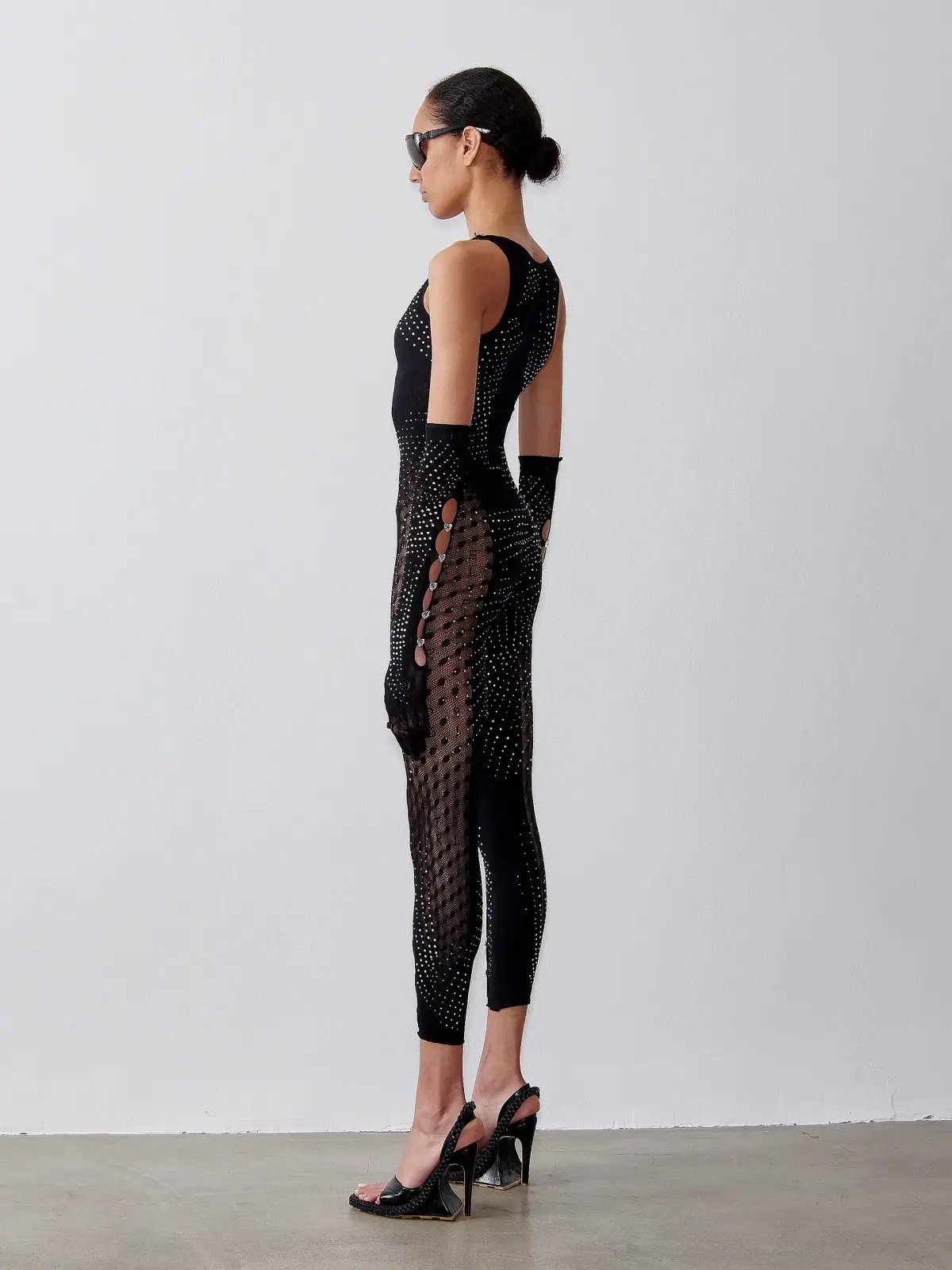 Poster Girl Rhinestoned Janice Jumpsuit in Jet Black One Size photo 2